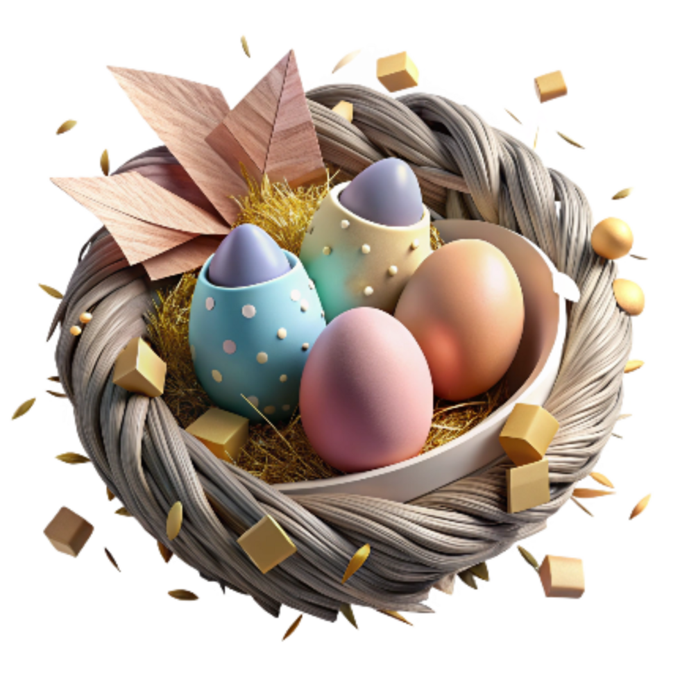 impressive minimalist Native Bird Nest with Eggs Cutout Element premium png