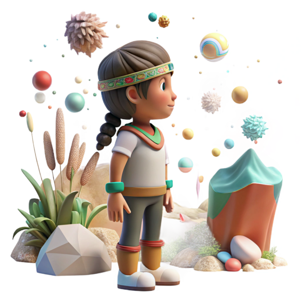 stunning creative Indigenous Child Observing Nature Cutout png