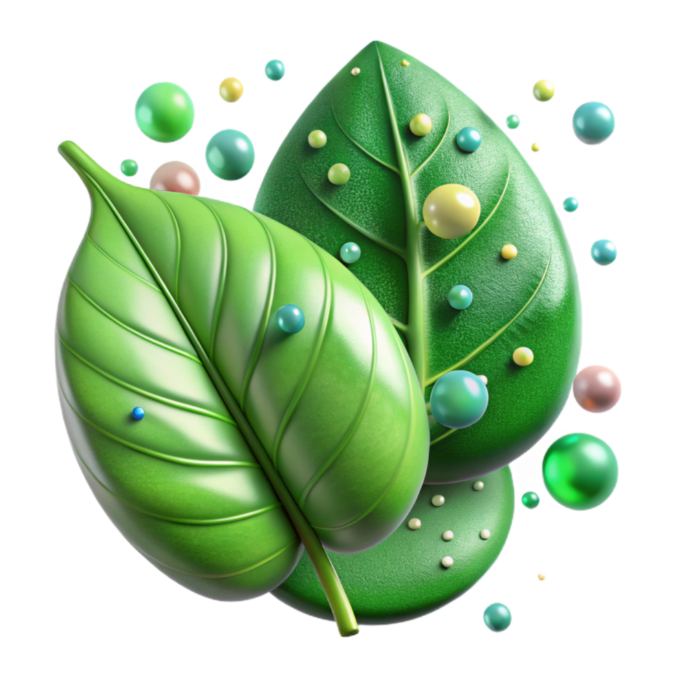 serene minimalist Green Leaves Close Up Dew Drops Transparent Cutout png