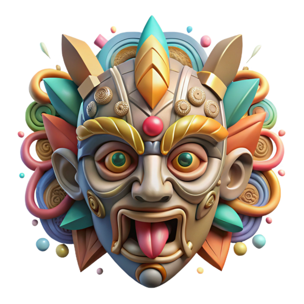 elegant vintage Graffiti Tribal Mask Design Cutout with Intricate Carvings detailed png