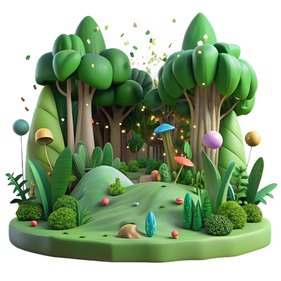 beautiful minimalist Lush Green Forest Panorama Transparent Background png