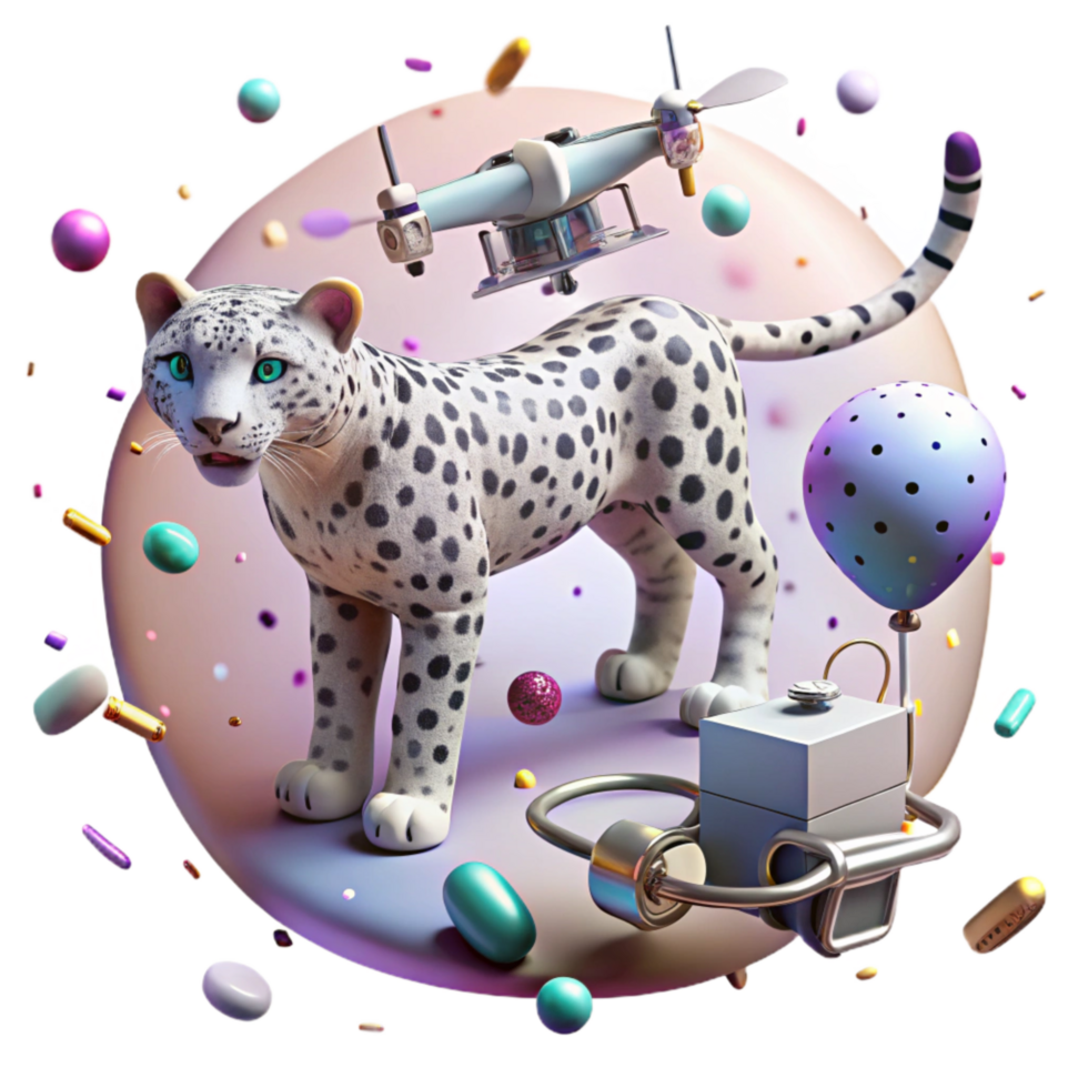 elegant modern Low Light Drone Filming Snow Leopard Isolated detailed png