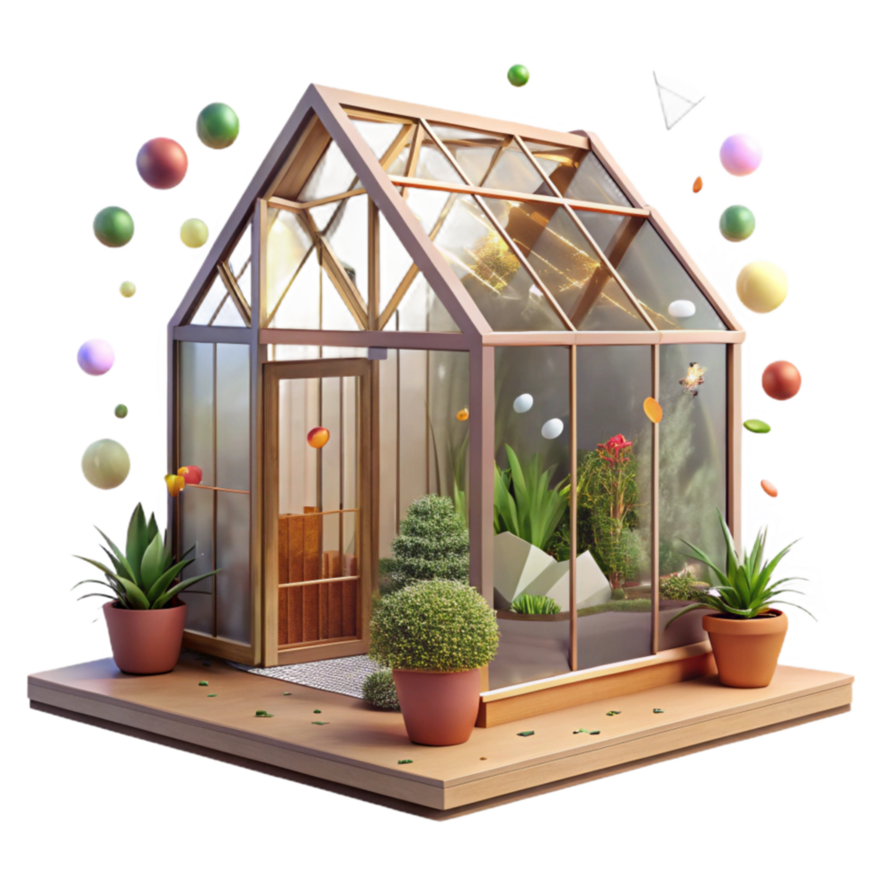 elegant artistic Greenhouse Interior Side View Cutout Transparent Background authentic png