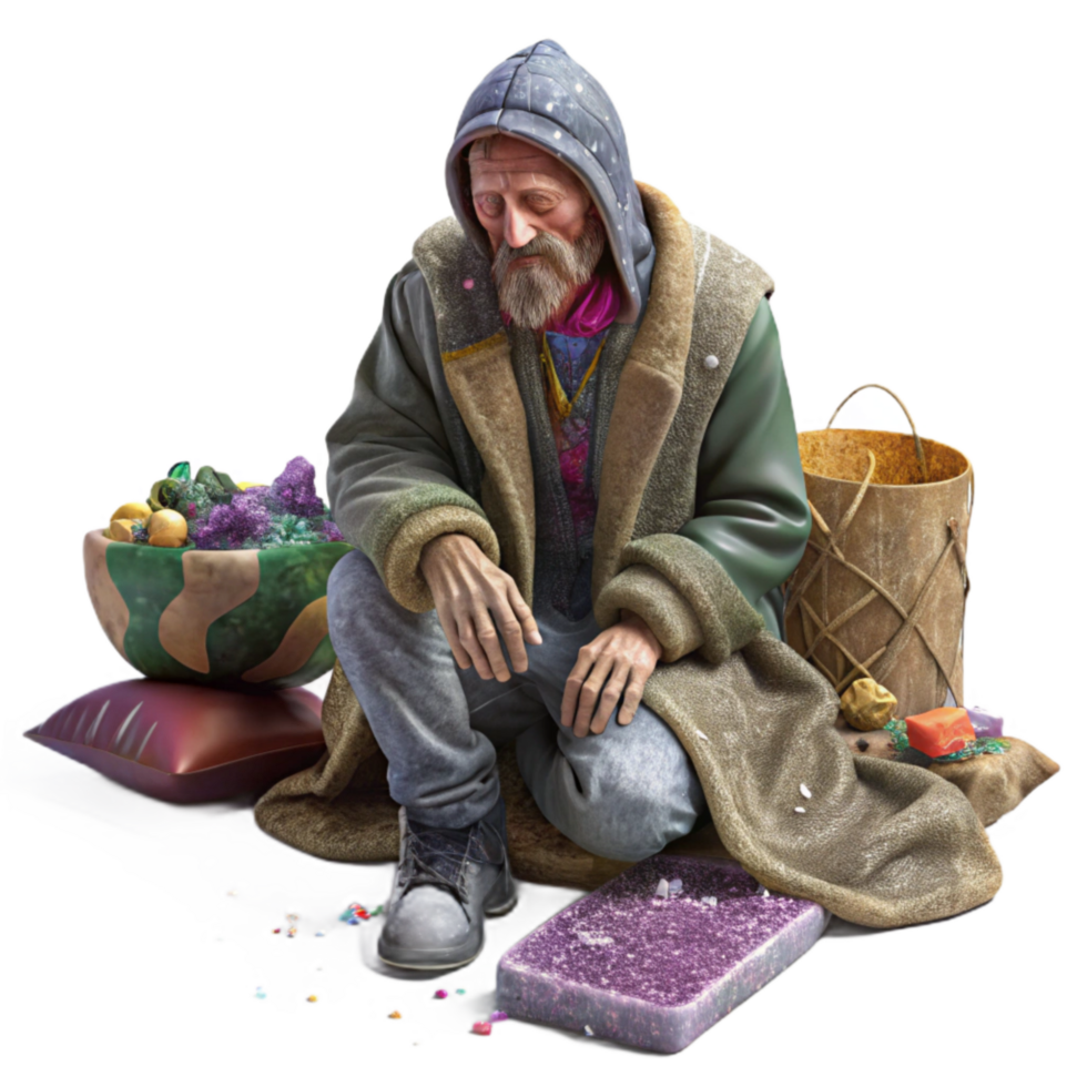 vibrant creative Homeless Person on City Sidewalk Transparent professional png