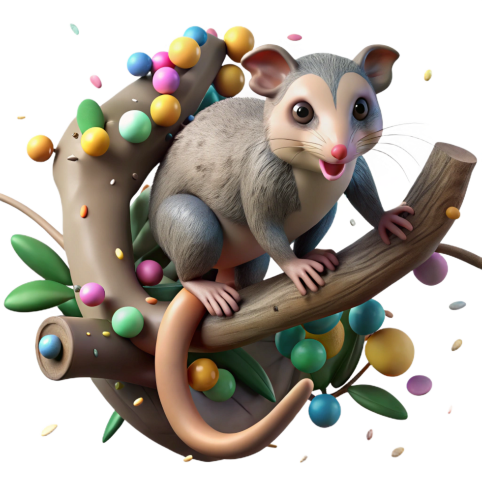 wonderful minimalist Possum in Tree Branch Cutout Natural Colors high resolution png