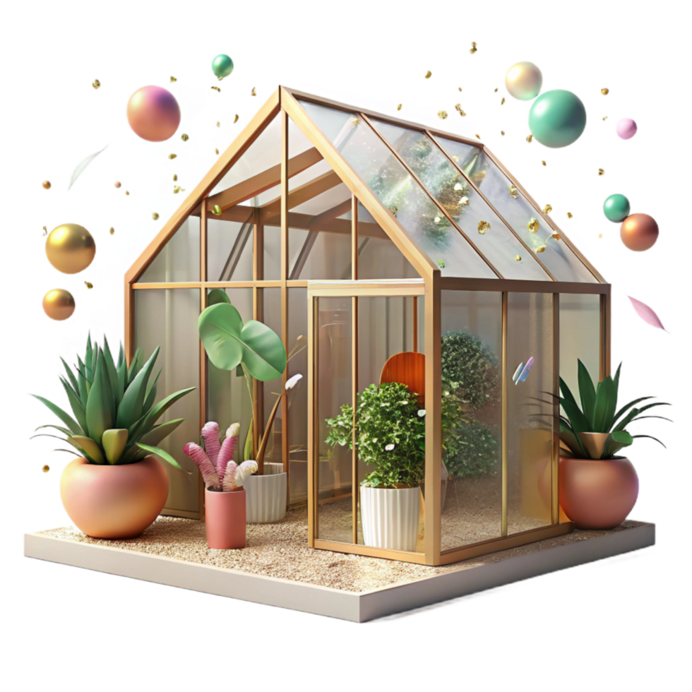 beautiful traditional Greenhouse Interior Side View Cutout Transparent Background professional png