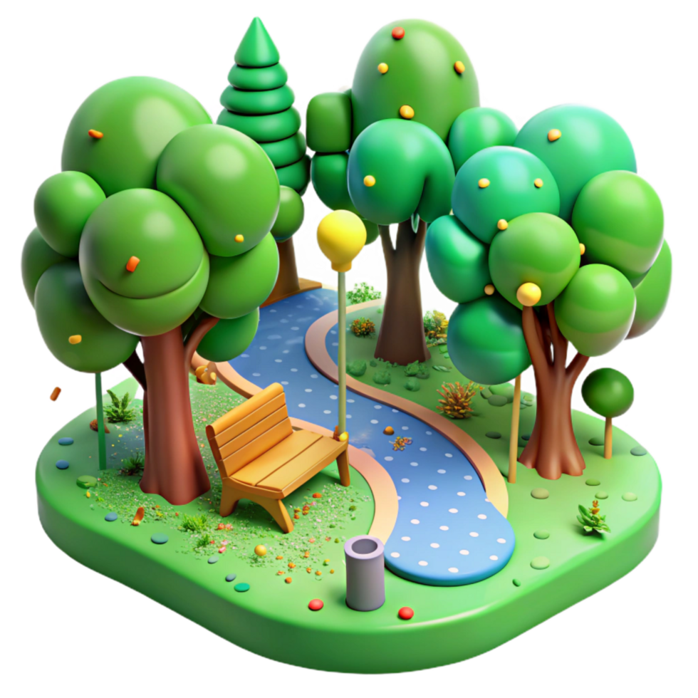 beautiful modern Green City Park with People Relaxing Cutout high resolution png
