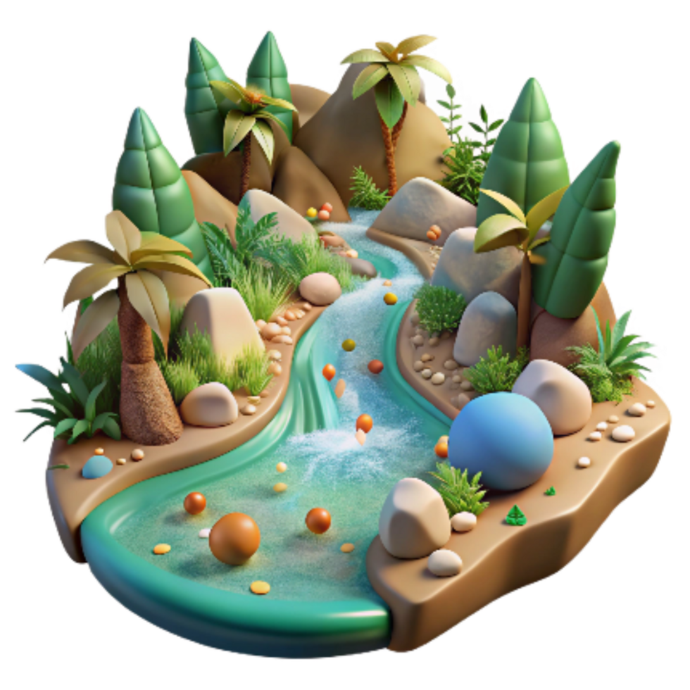 extraordinary vintage Rainforest Stream Cutout with Clear Water high resolution png