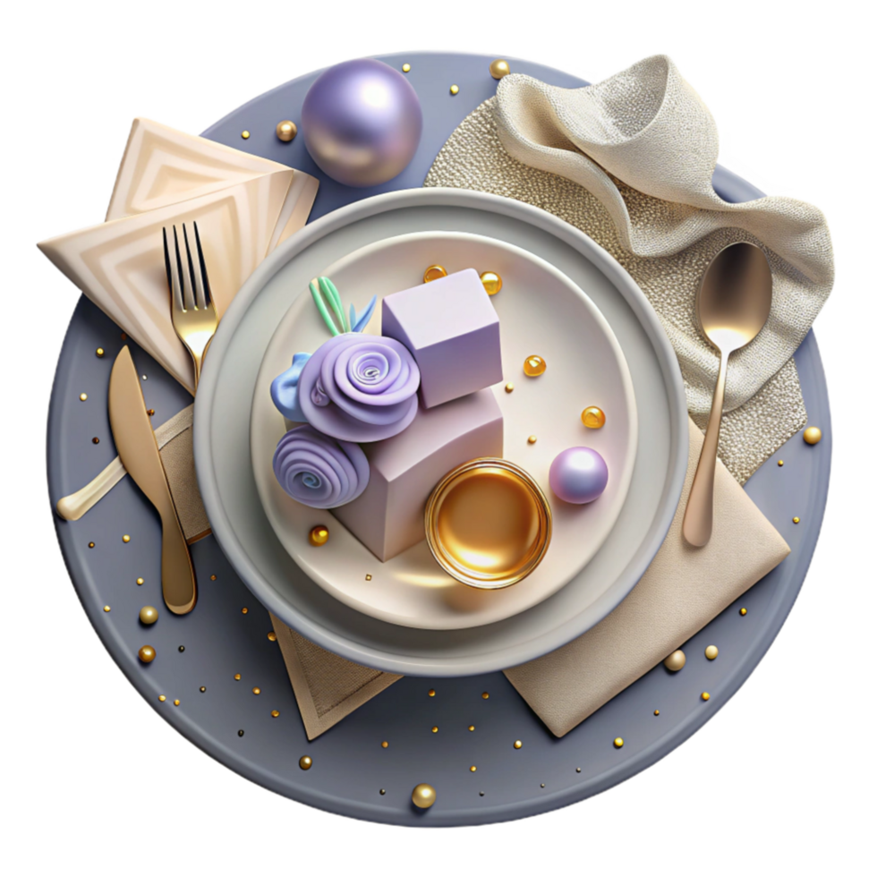 elegant contemporary Place Setting with Plate and Cutlery Transparent premium png