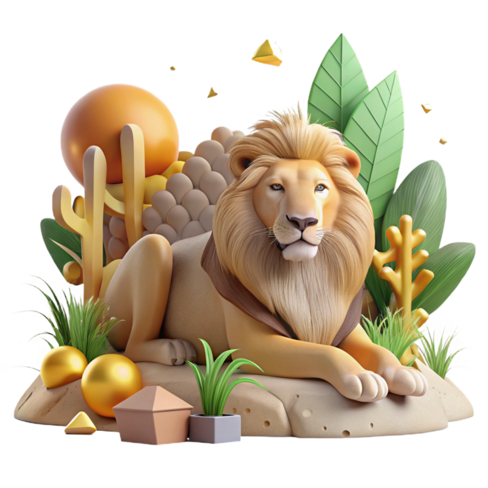 dramatic minimalist Lion Pride Resting Savannah Background Cutout authentic png