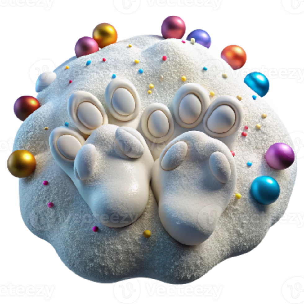 extraordinary creative Polar Bear Paw Marks in Fresh Snow Isolated Image Detailed Texture high quality png