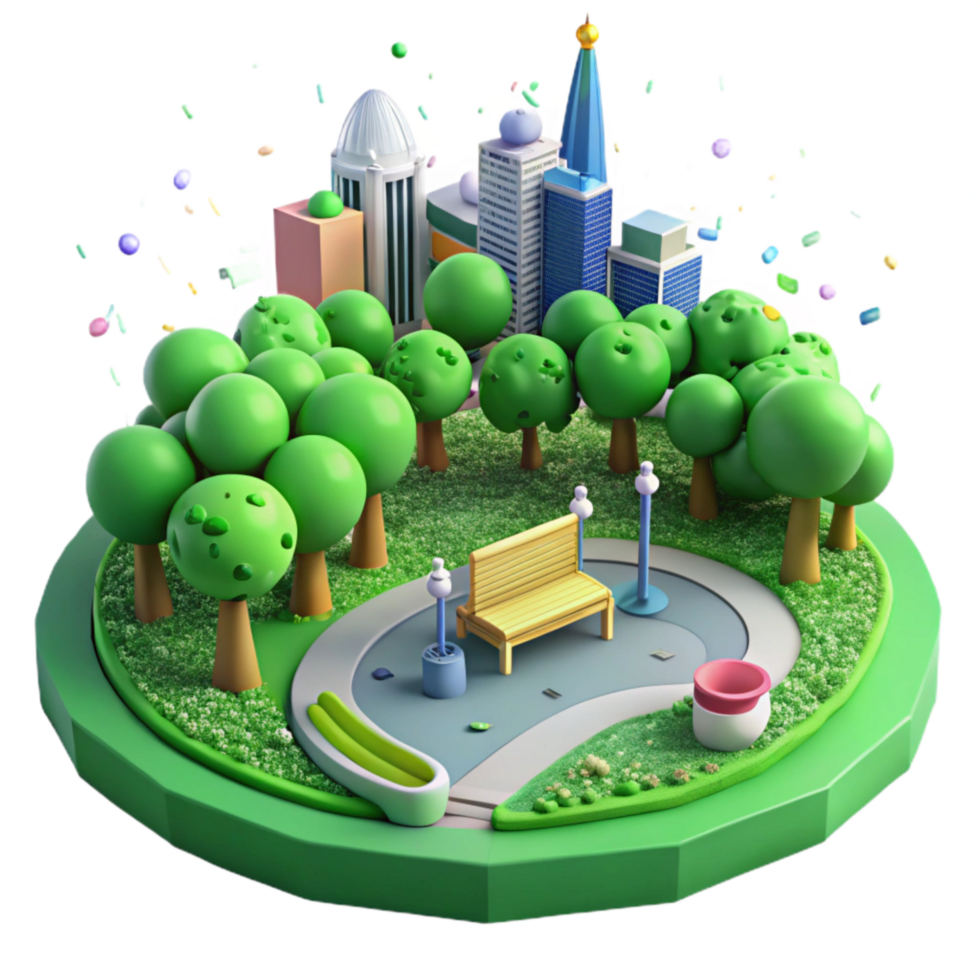 vibrant traditional Green City Park Aerial View Isolated original png