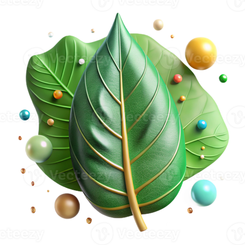 beautiful abstract Green Leaf with Veins Detail Cutout authentic png