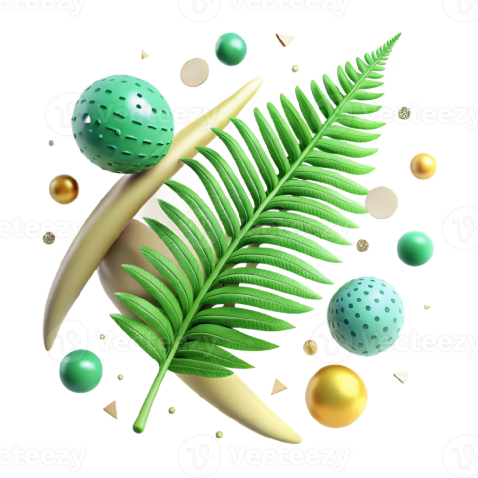 serene rustic Green Fern Isolated with Frond Detail professional png