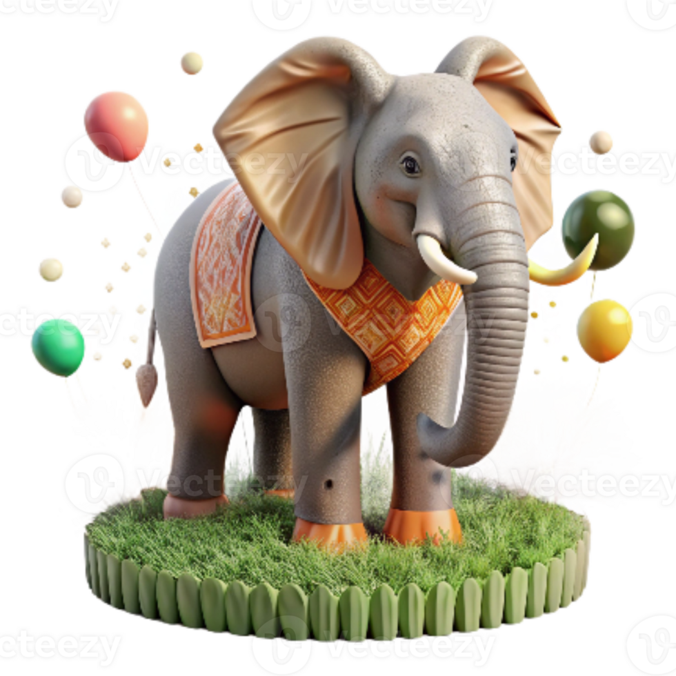 beautiful modern Grassland Elephant Transparent Background png