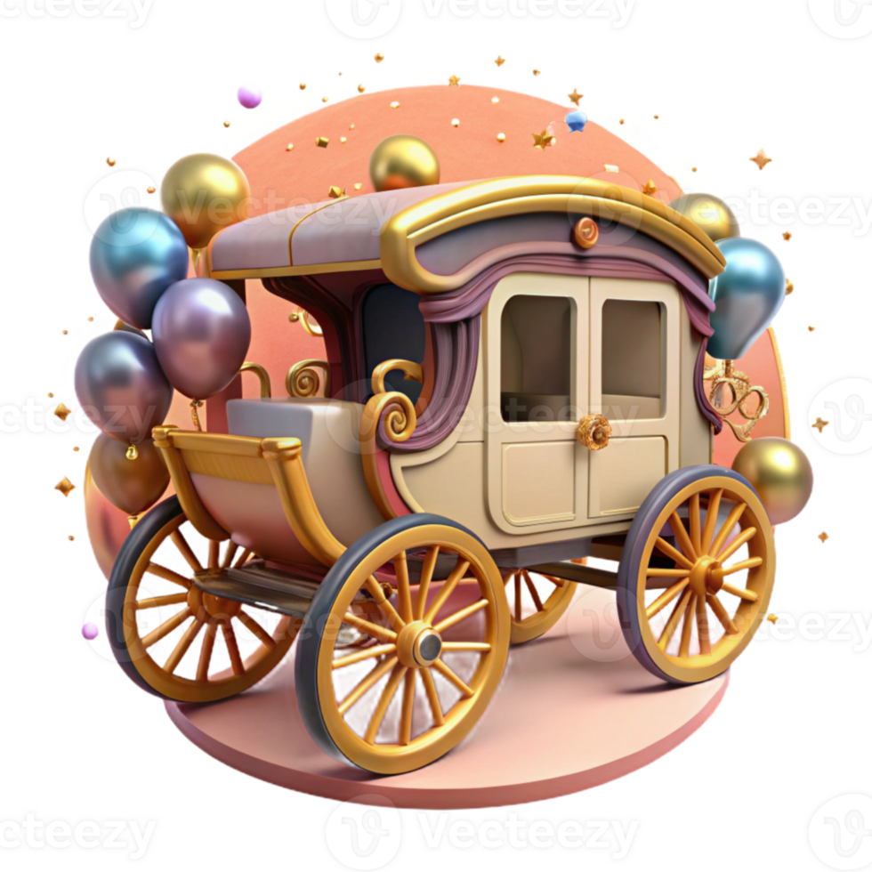vibrant modern Historic Carriage Horse Drawn Cutout with Wheels original png
