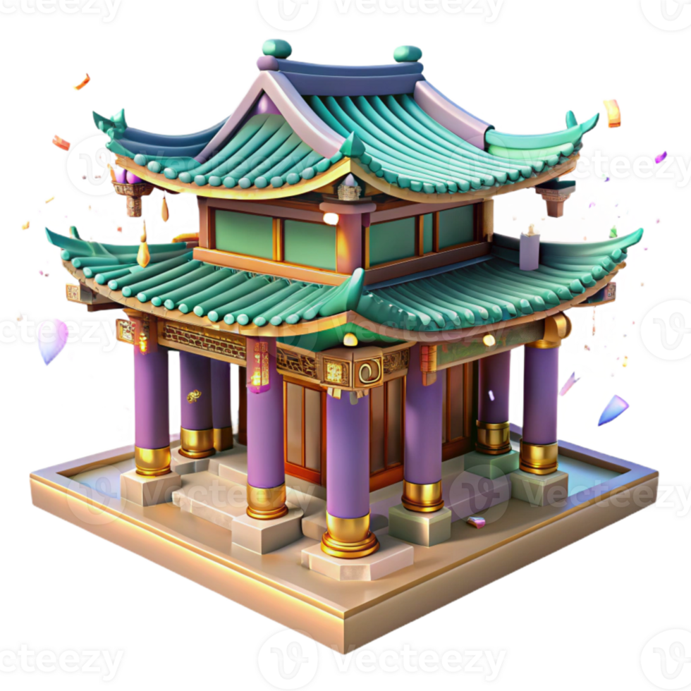 serene classic Korean Palace with Ornate Roof Transparent Background genuine png