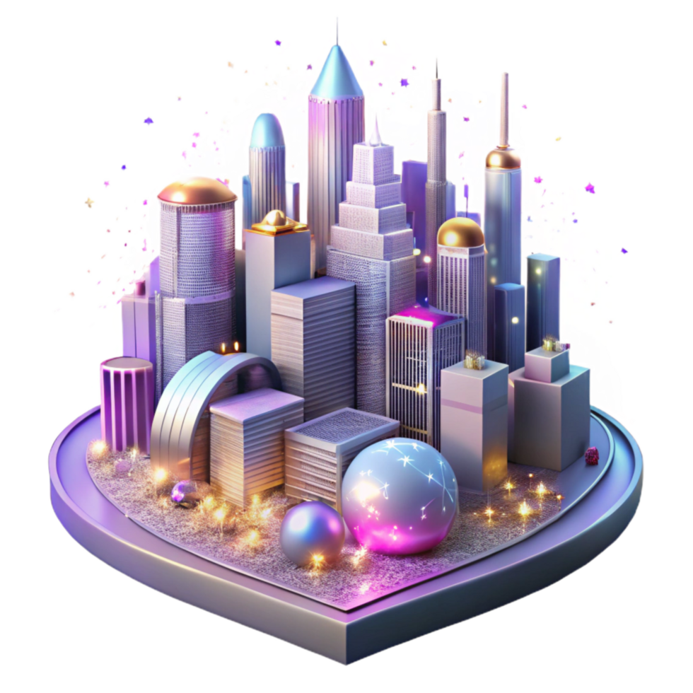elegant creative Modern Cityscape with Bright Lights Isolated authentic png