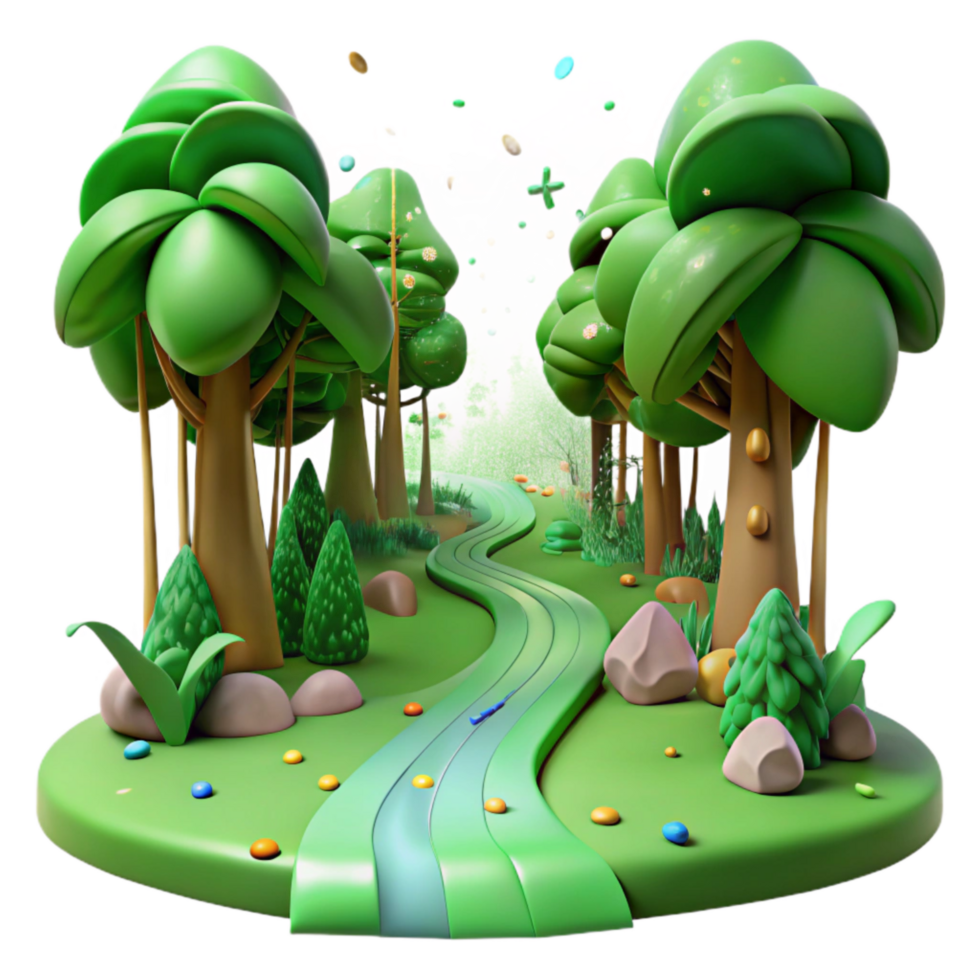 vibrant abstract Green Forest Path Isolated high resolution png