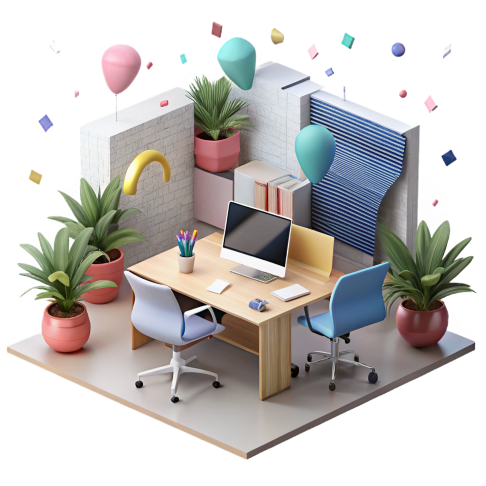 serene contemporary Modern Office Interior Teamwork Atmosphere Transparent Background professional png