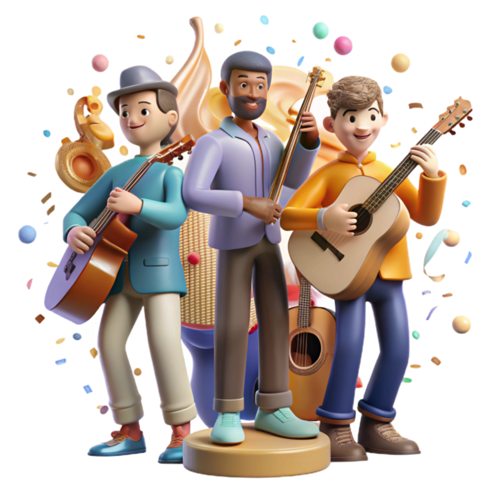 elegant minimalist Group Holding Musical Instruments Community Band Cutout authentic png