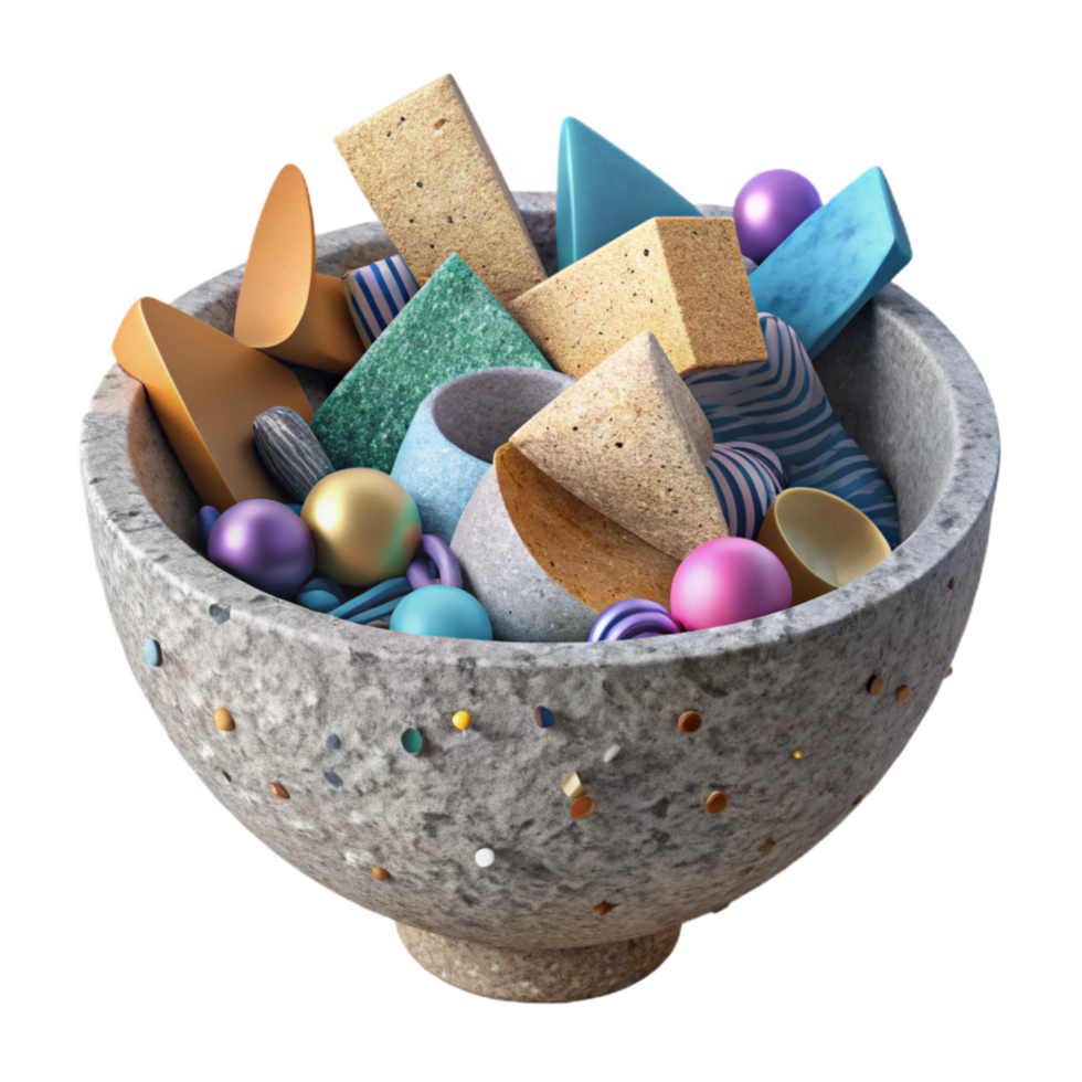 elegant vintage Paper Mache Bowl Textured Surface on Transparent Background png