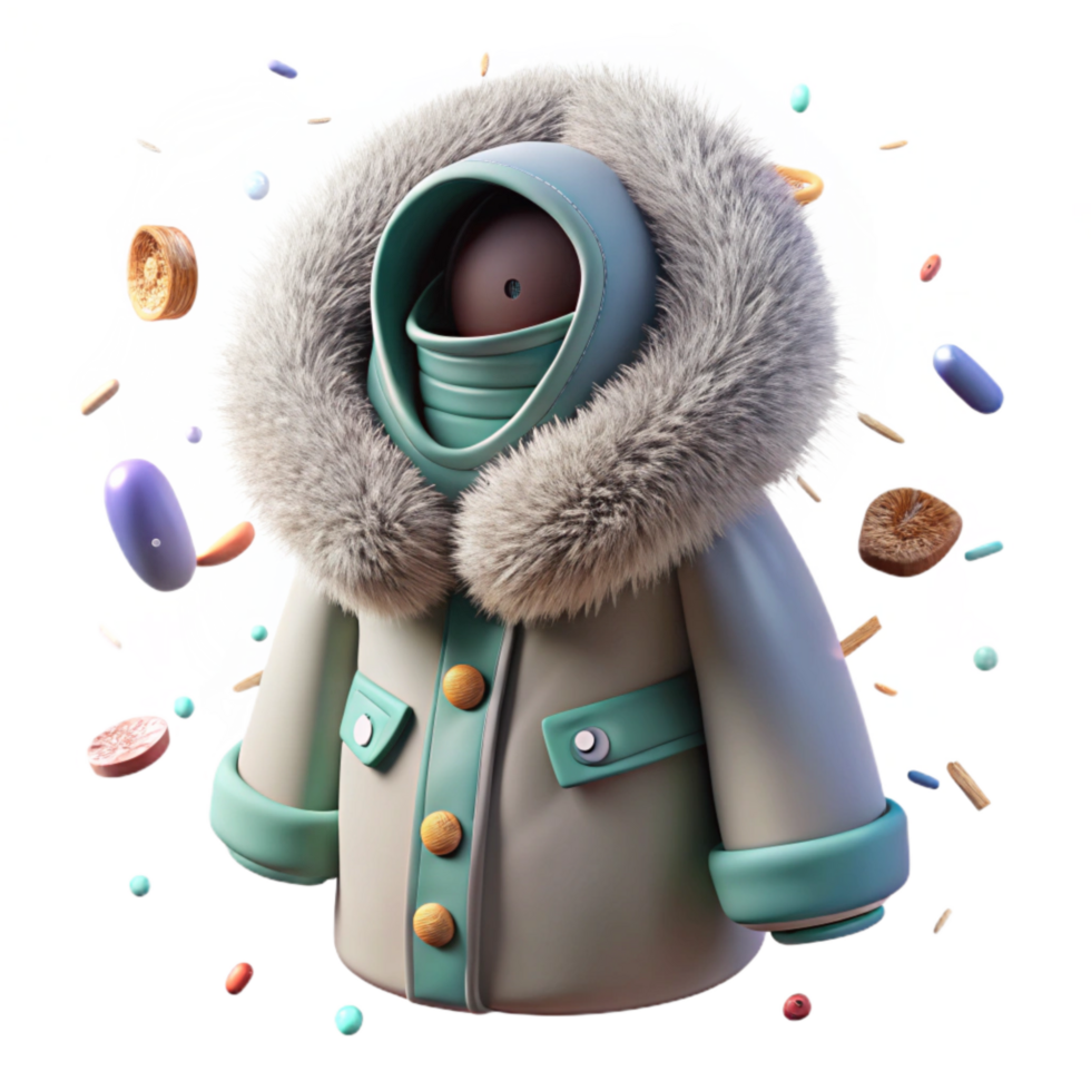 beautiful artistic Inuit Parka with Fur Trim Cutout Element professional png