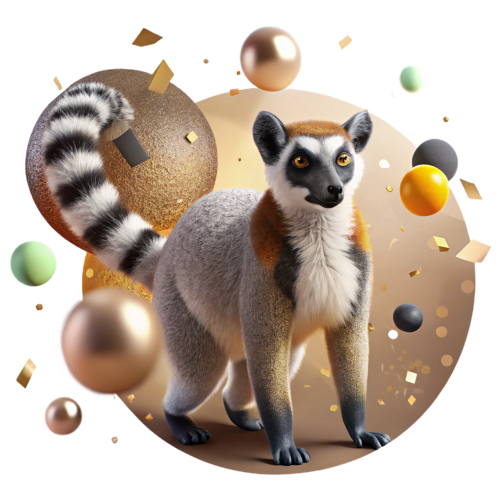 wonderful traditional Madagascar Lemur Silhouette Transparent Background Brown Fur premium png