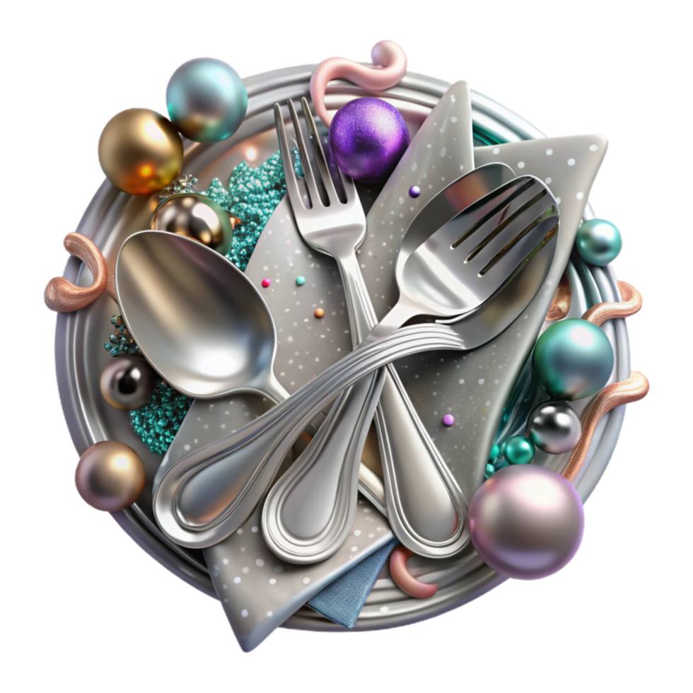elegant vintage Old Silverware Transparent Background with Engraved Design exclusive png