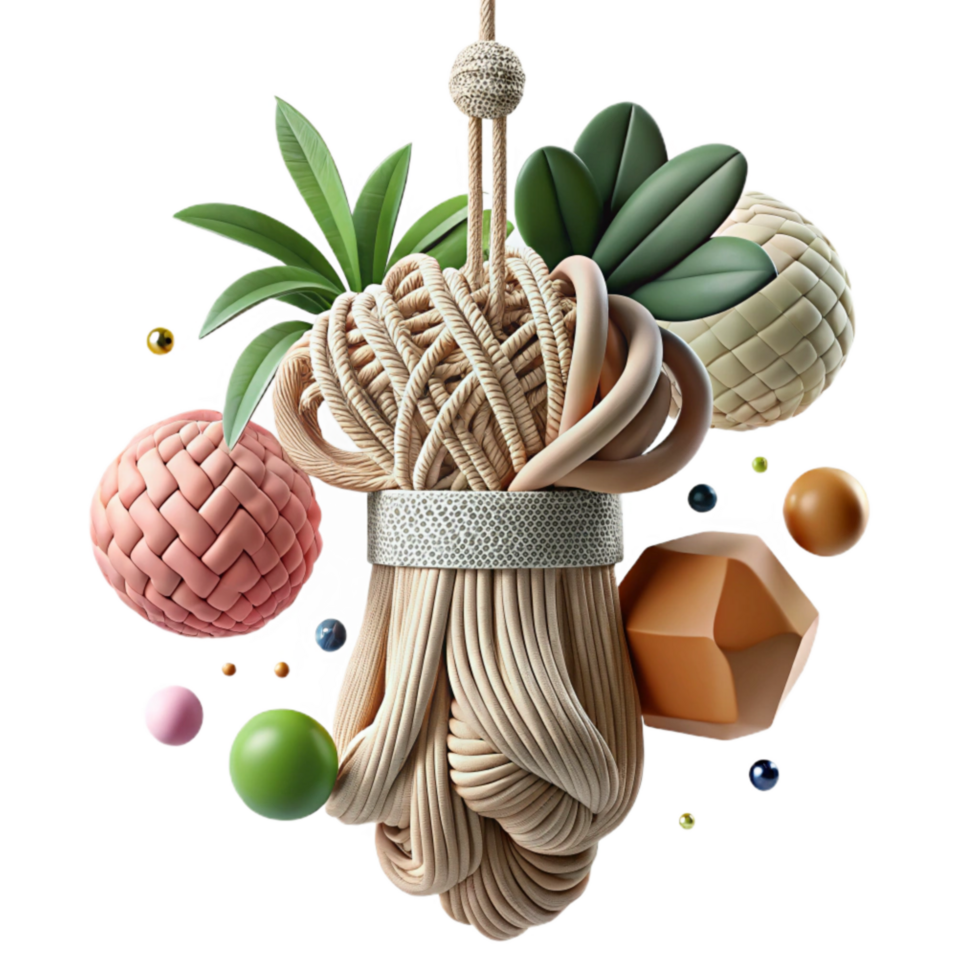 extraordinary abstract Macrame Plant Hanger Knot Detail Isolated Element original png