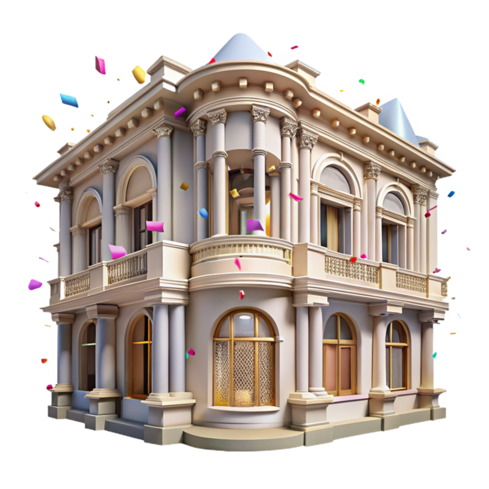 elegant contemporary Historic Building Facade Detailed Isolated Element png