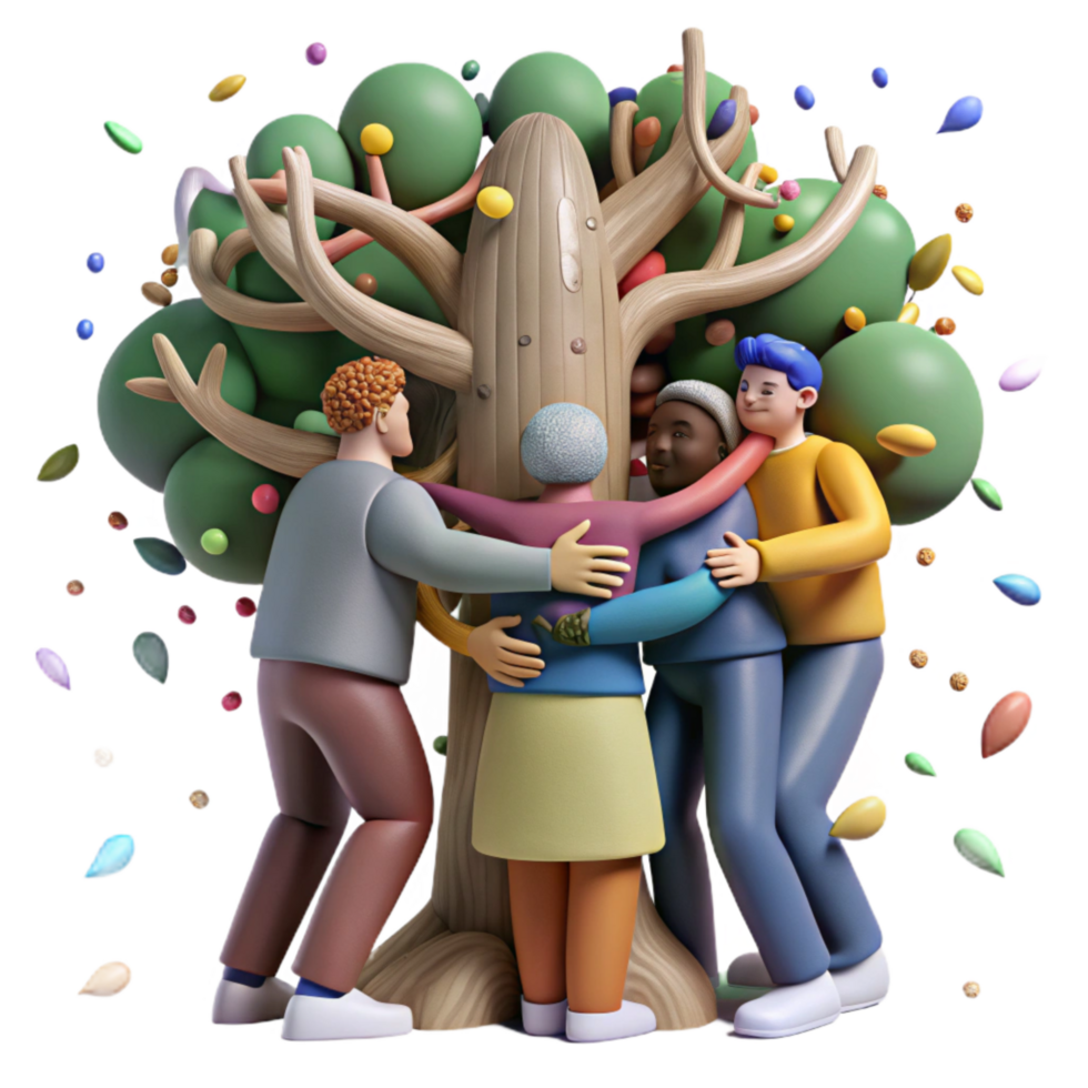 magnificent classic Group Hugging Tree in Forest Transparent Background high resolution png