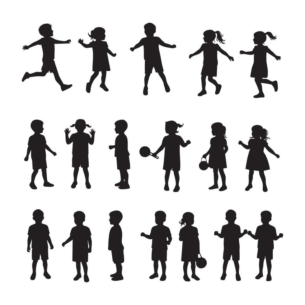 hildrens shadow figures shown on a white background vector