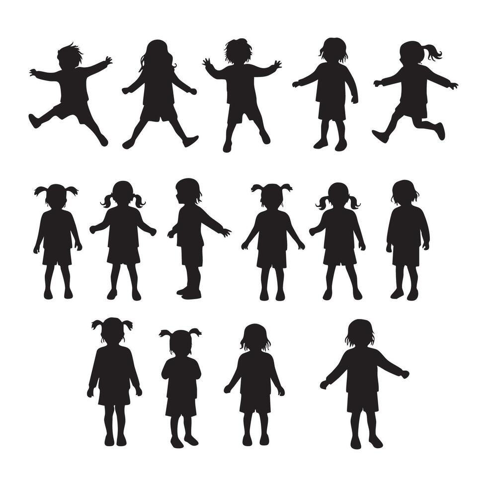 Child silhouettes arranged against a white background vector