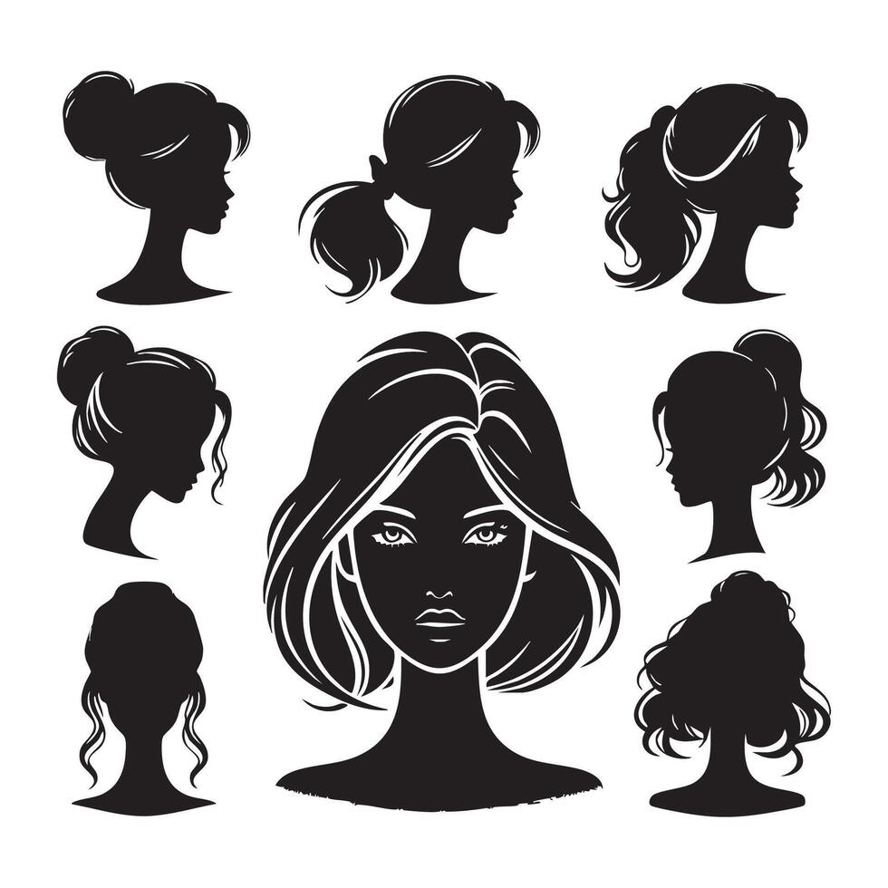 Minimalist Barbie silhouettes designed against white background vector