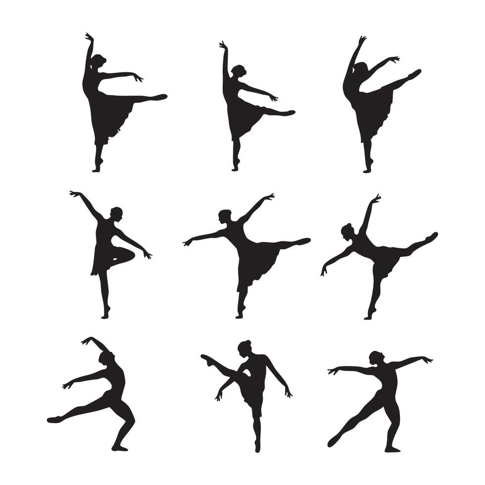 A group of dancer outlines against a white background vector
