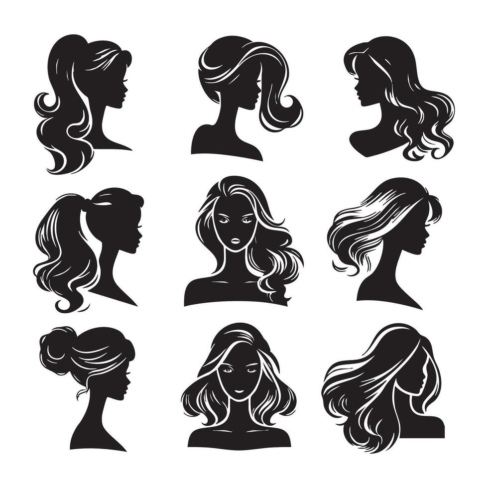 Barbie silhouette set on a crisp white surface vector