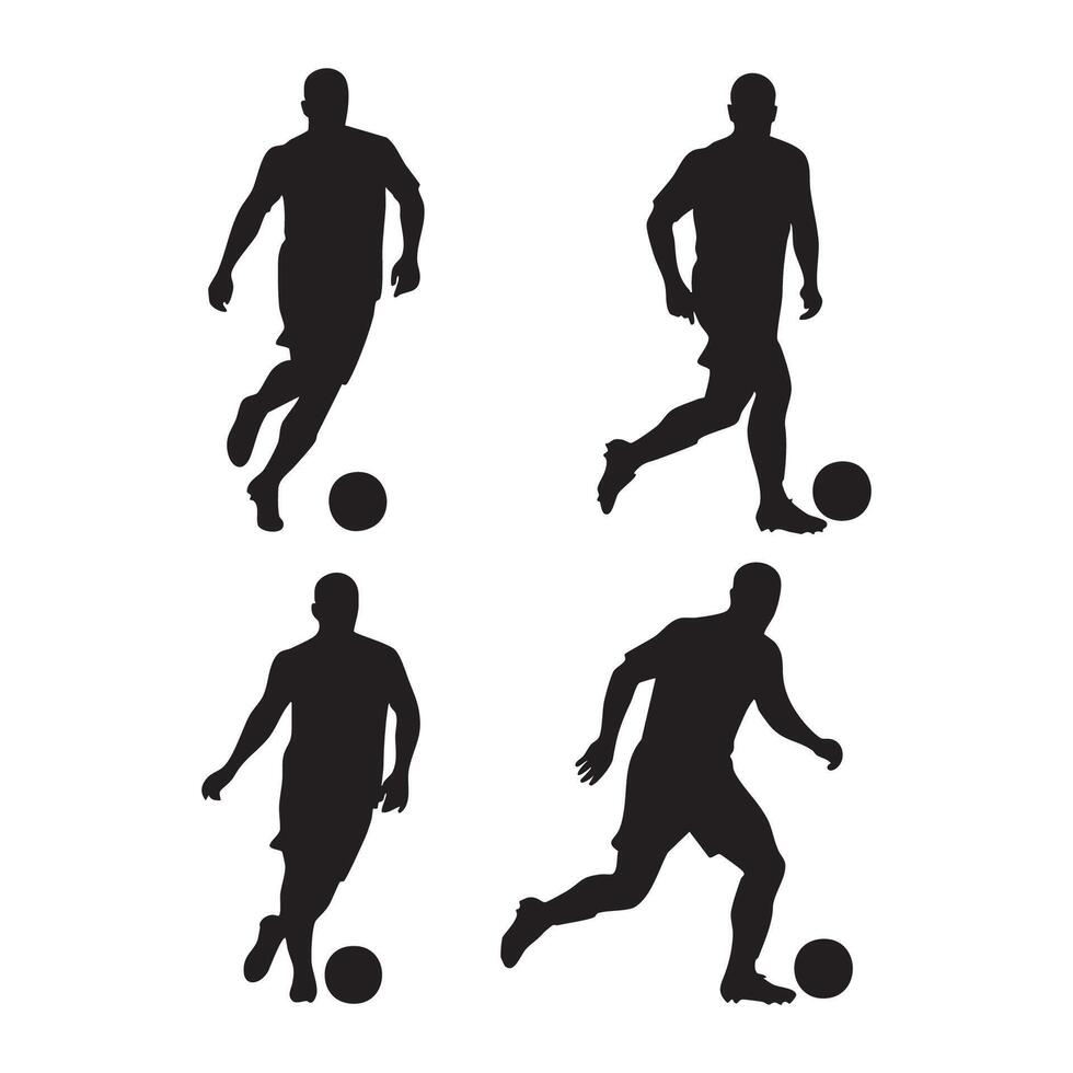 Black soccer player silhouettes on a simple white background vector