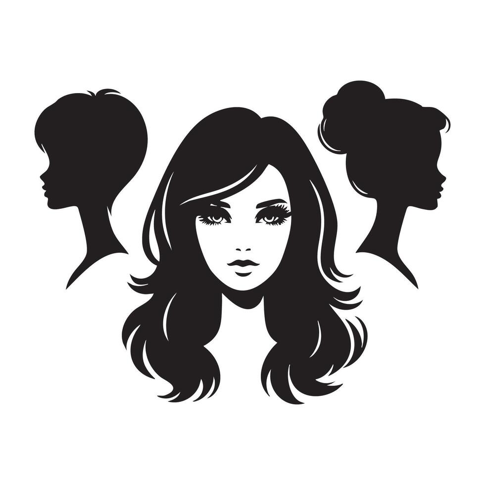 Barbie shadow silhouettes placed on white background vector