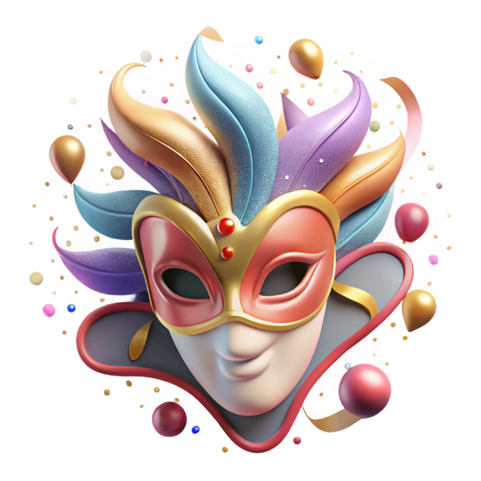 magnificent artistic Opera Mask Dramatic Design with Transparent Background premium png