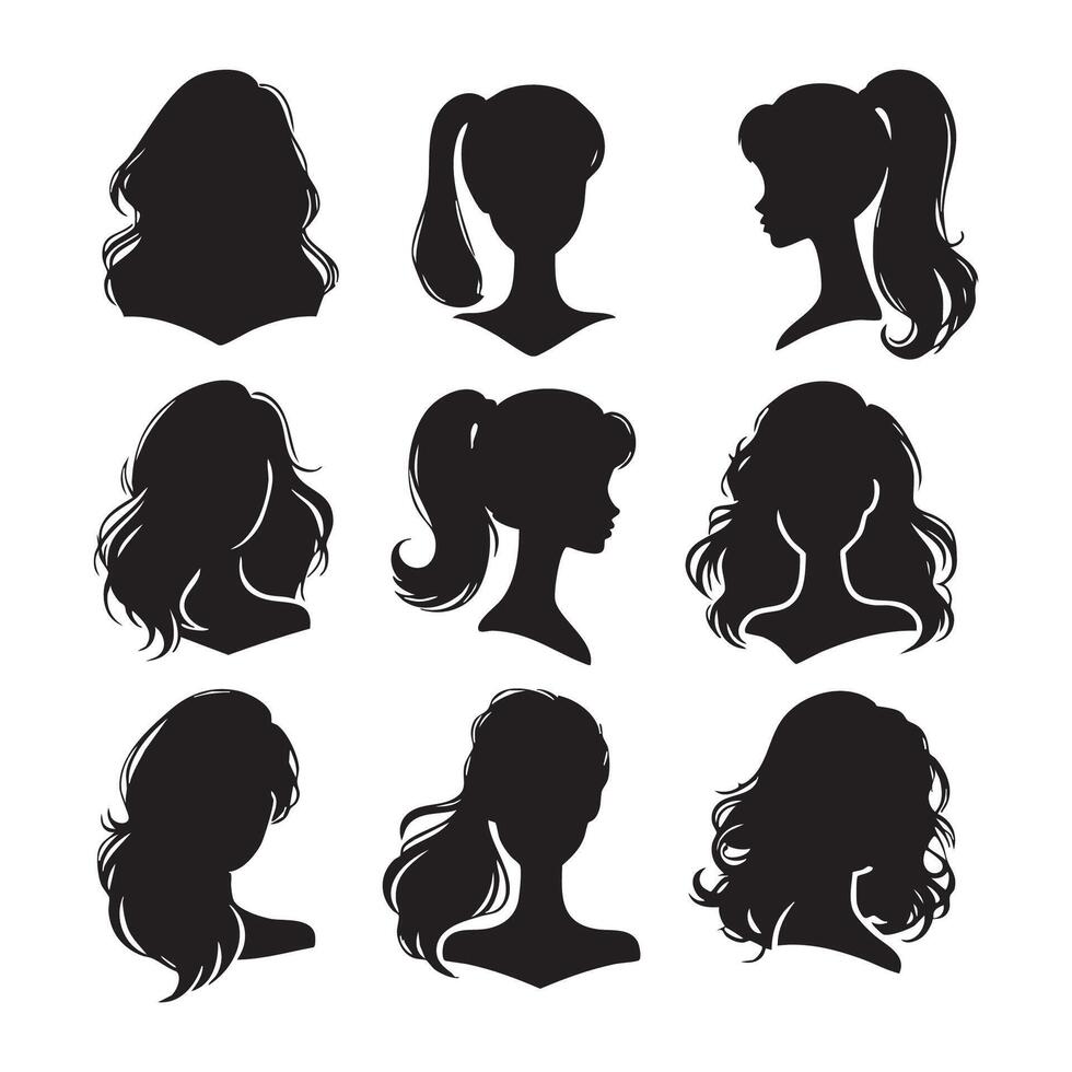 Barbie silhouette collection displayed against a white background vector