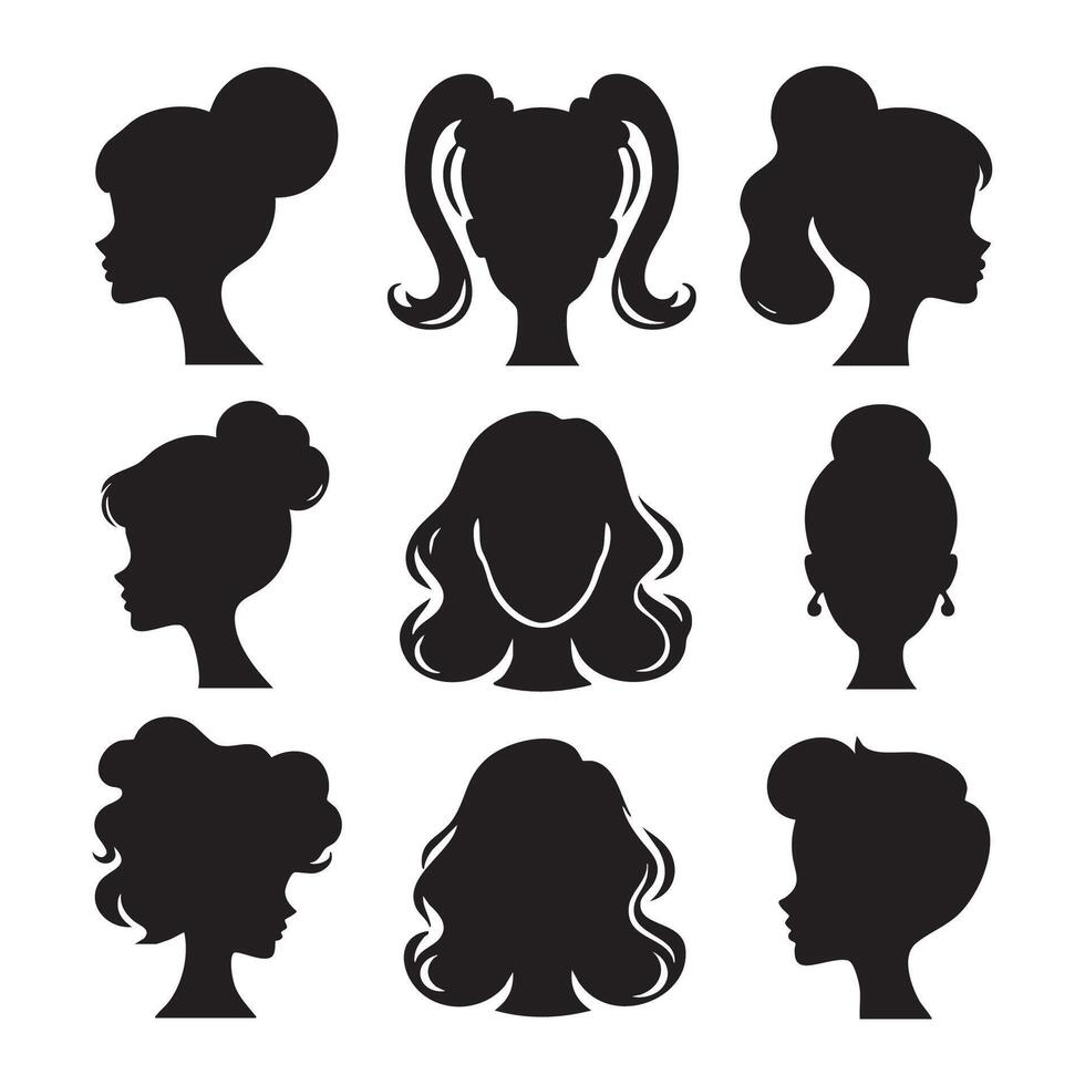 Silhouette group of Barbie figures on a white backdrop vector