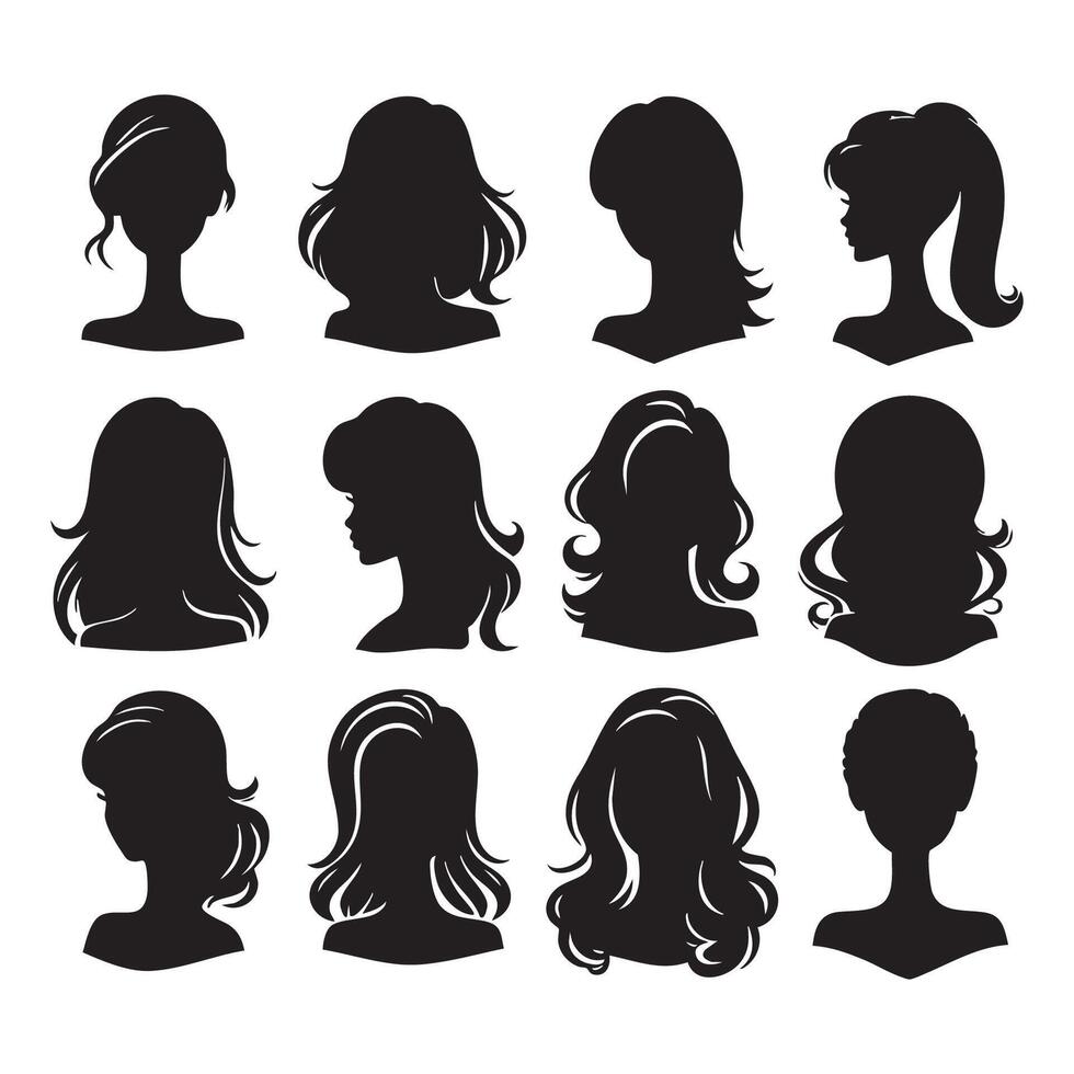 Set of dark Barbie outlines on a white background vector