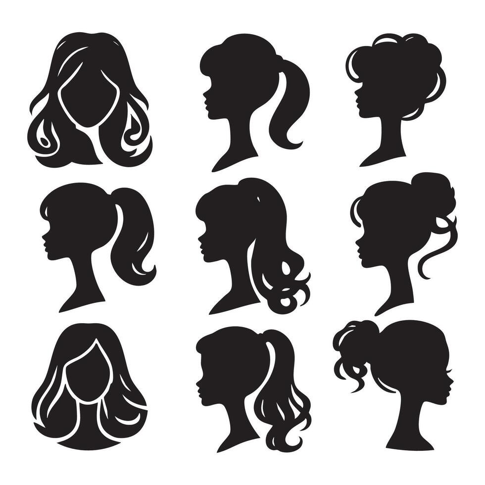 Barbie silhouettes arranged against a white backdrop vector