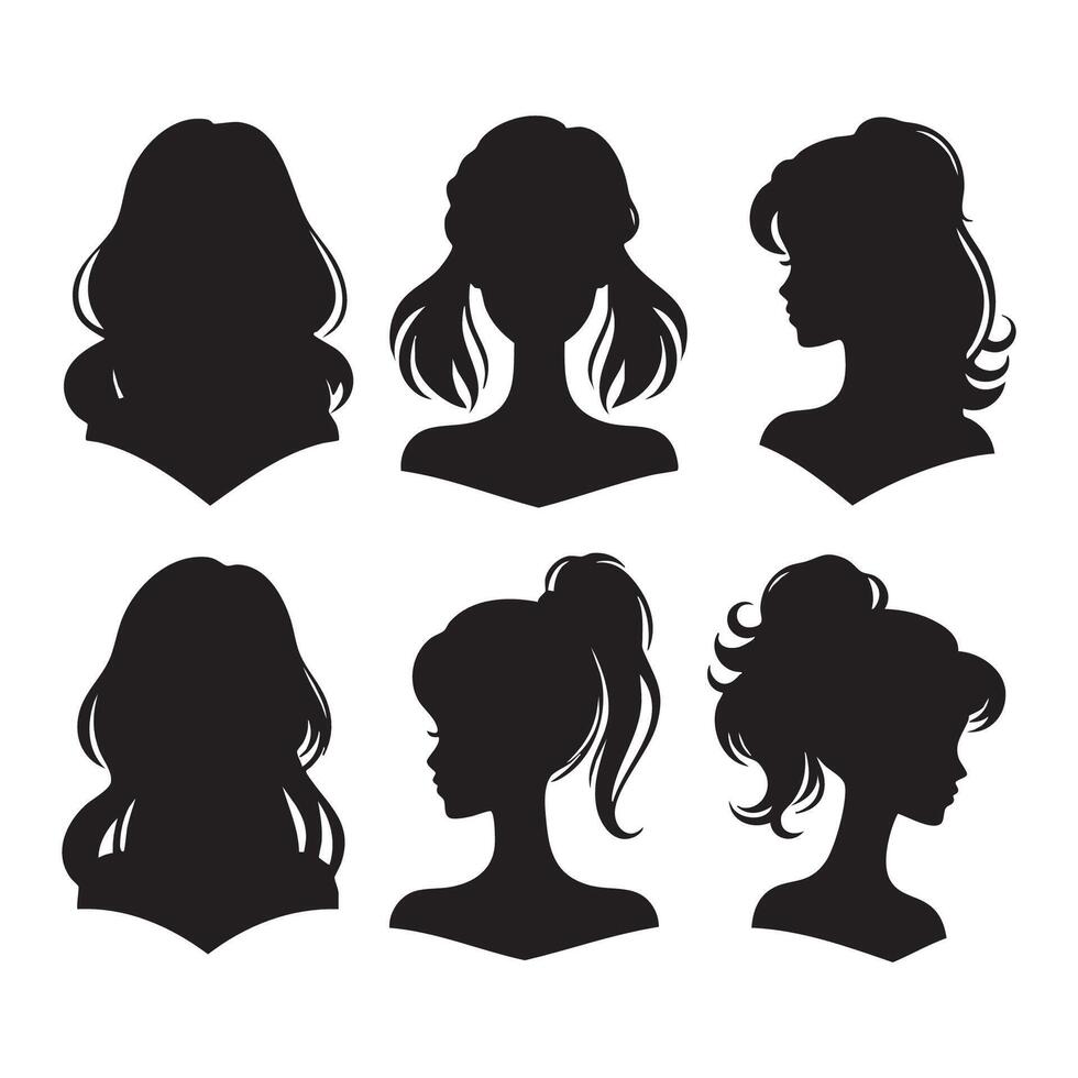 Silhouette set of barbie on white background vector