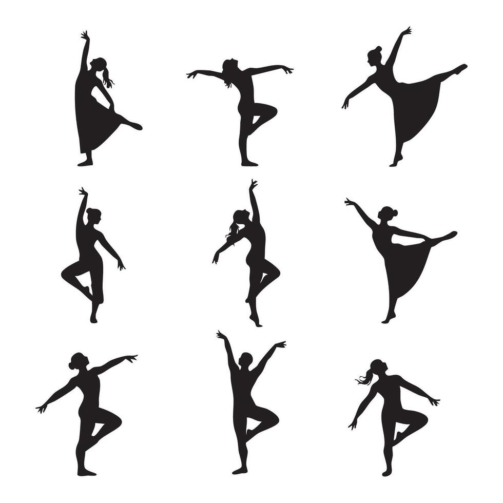 Dancer shadow illustrations displayed on white background vector