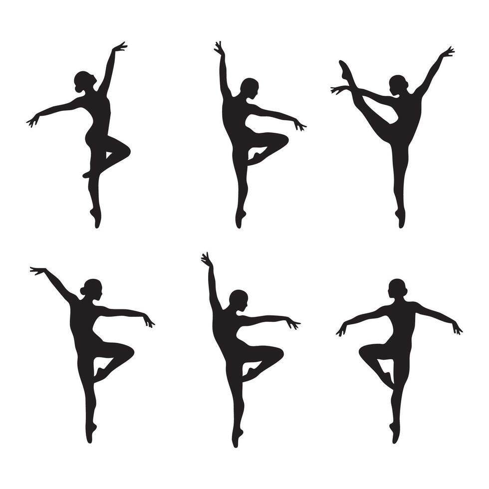 Stylized dancer silhouettes placed on a white canvas vector