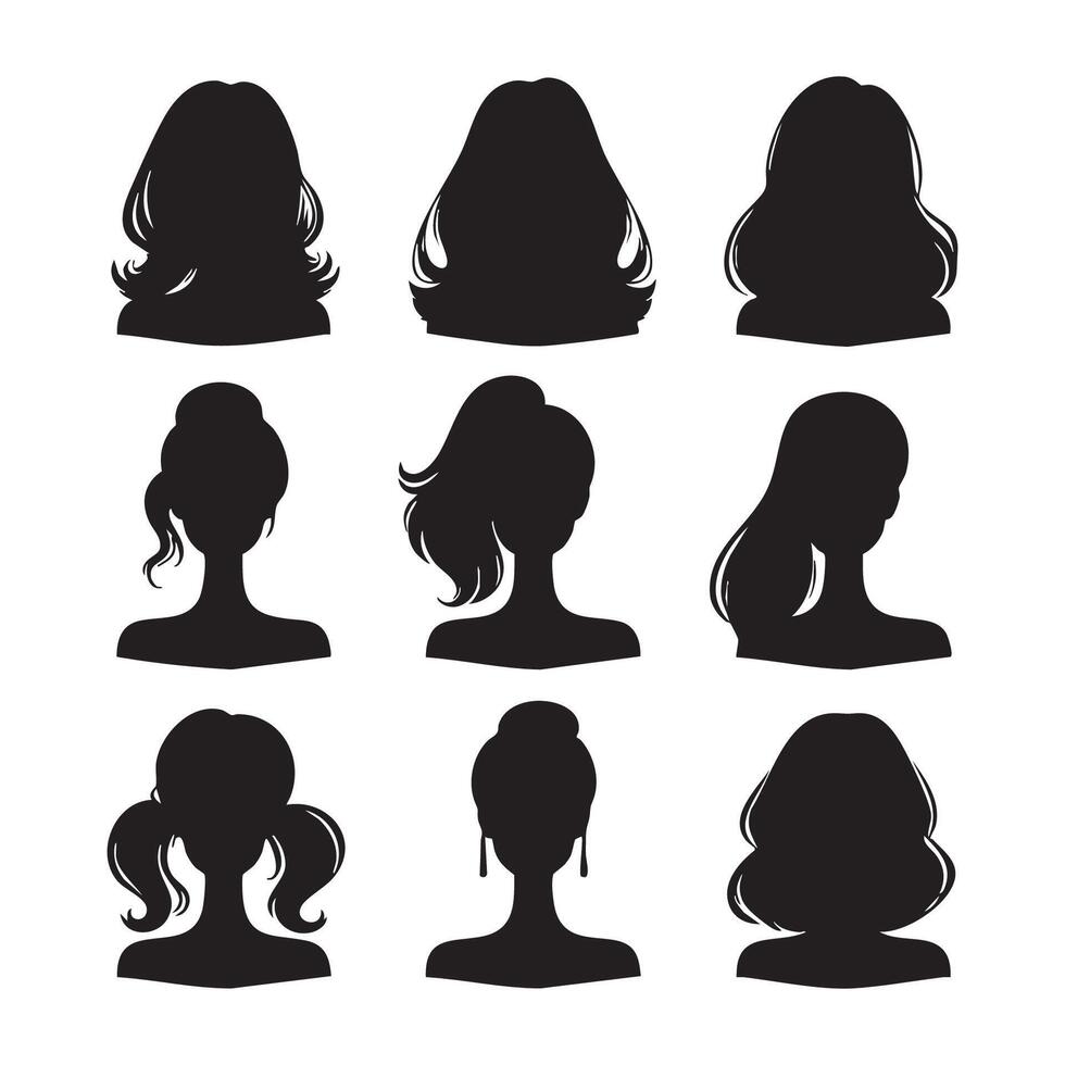 Elegant Barbie silhouettes displayed on a clean white background vector