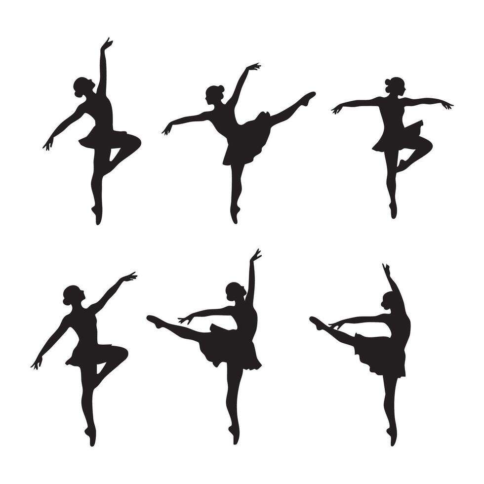 Grouped dancer shadow figures over a white backdrop vector