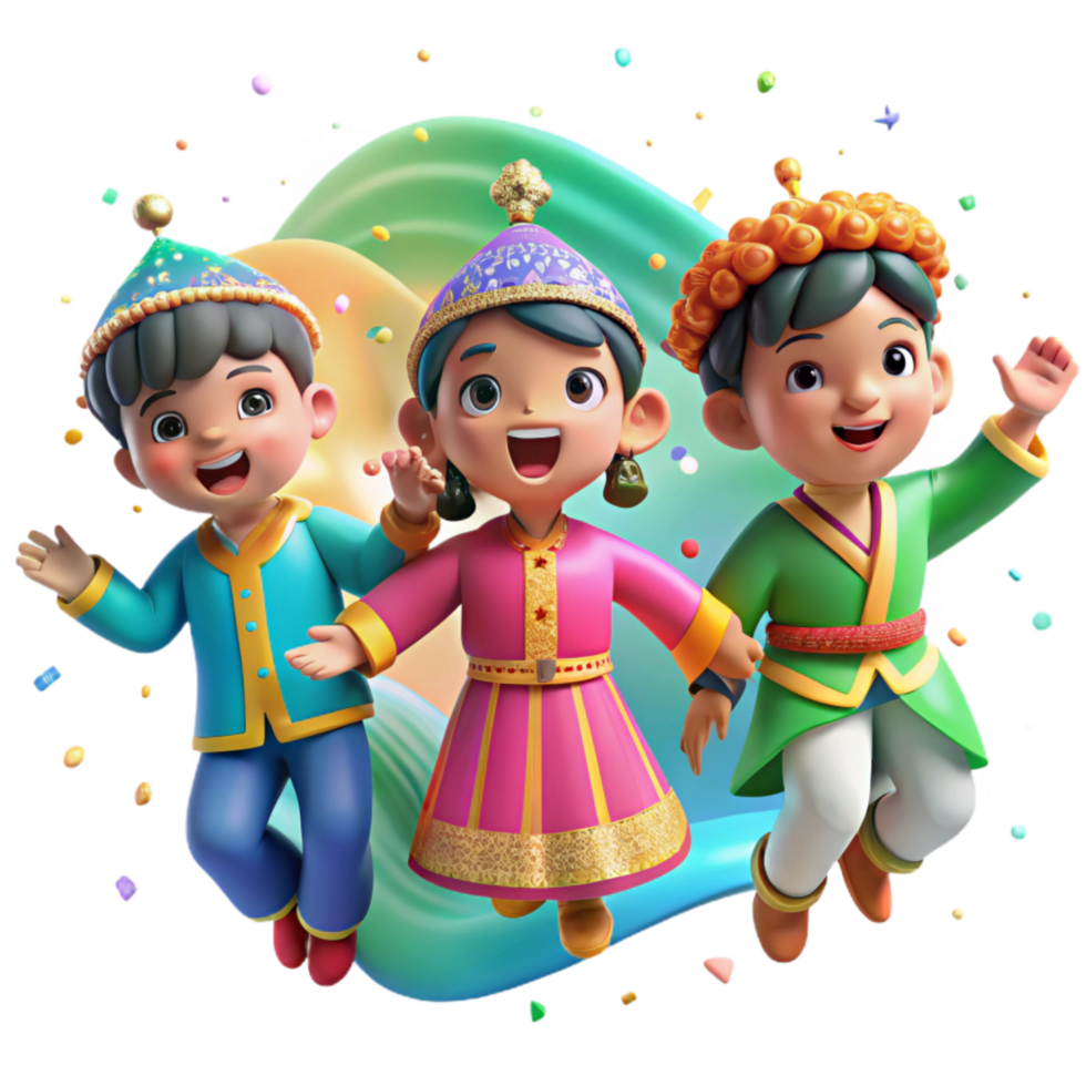 elegant classic Local Children Performing Traditional Dance Isolated Colorful Costumes professional png